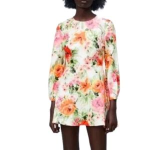 NWT Zara Naya Floral Print Mini Dress Sz S